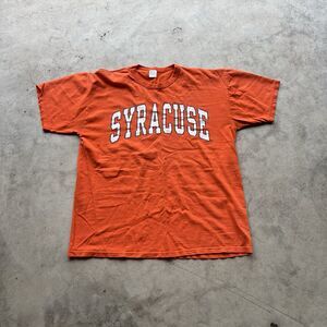 Vintage 90s Syracuse University Shirt Russel Athletic Orange Mens size L Tee